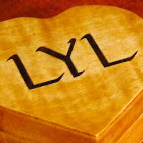 heart-shaped trinket box with marquetry lettering