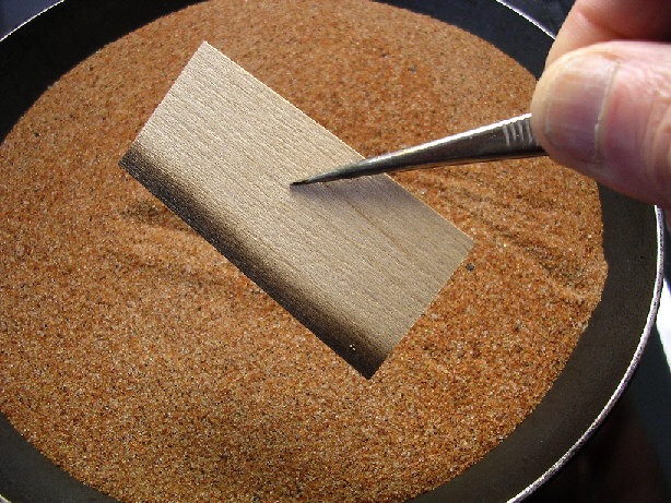 shading veneer using hot sand