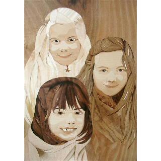 marquetry picture of three sisters